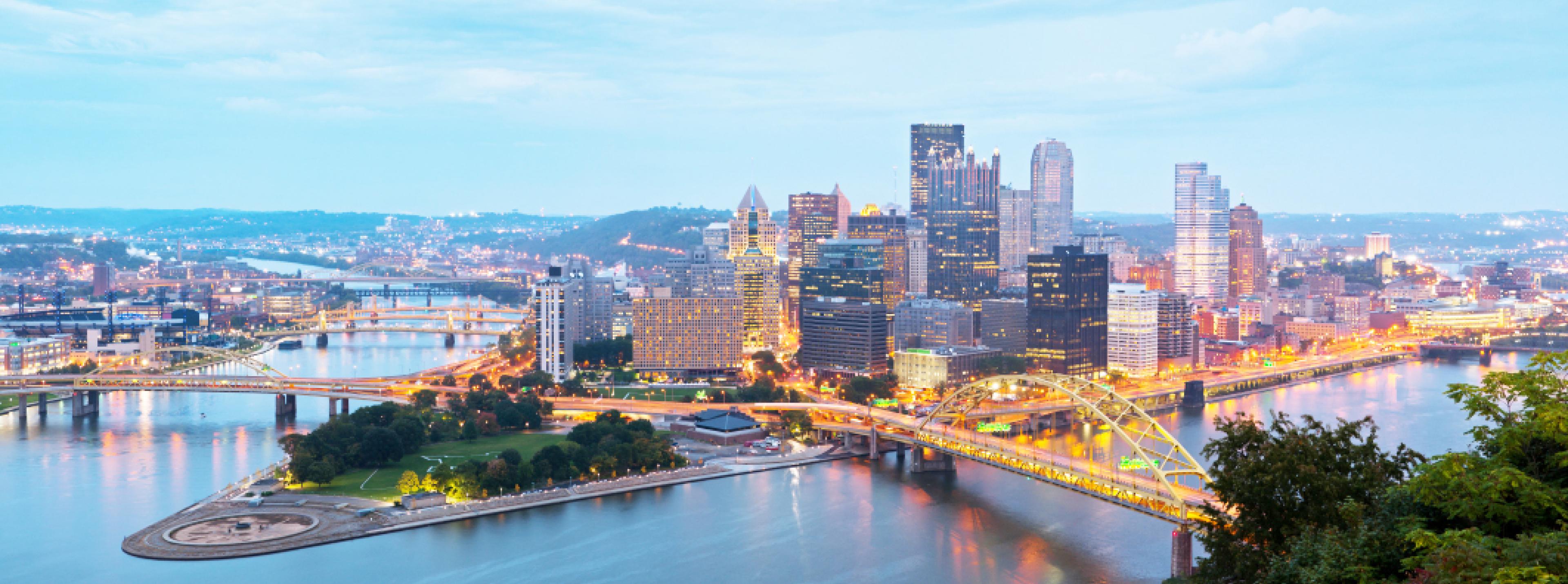 Pittsburgh downtown at dusk