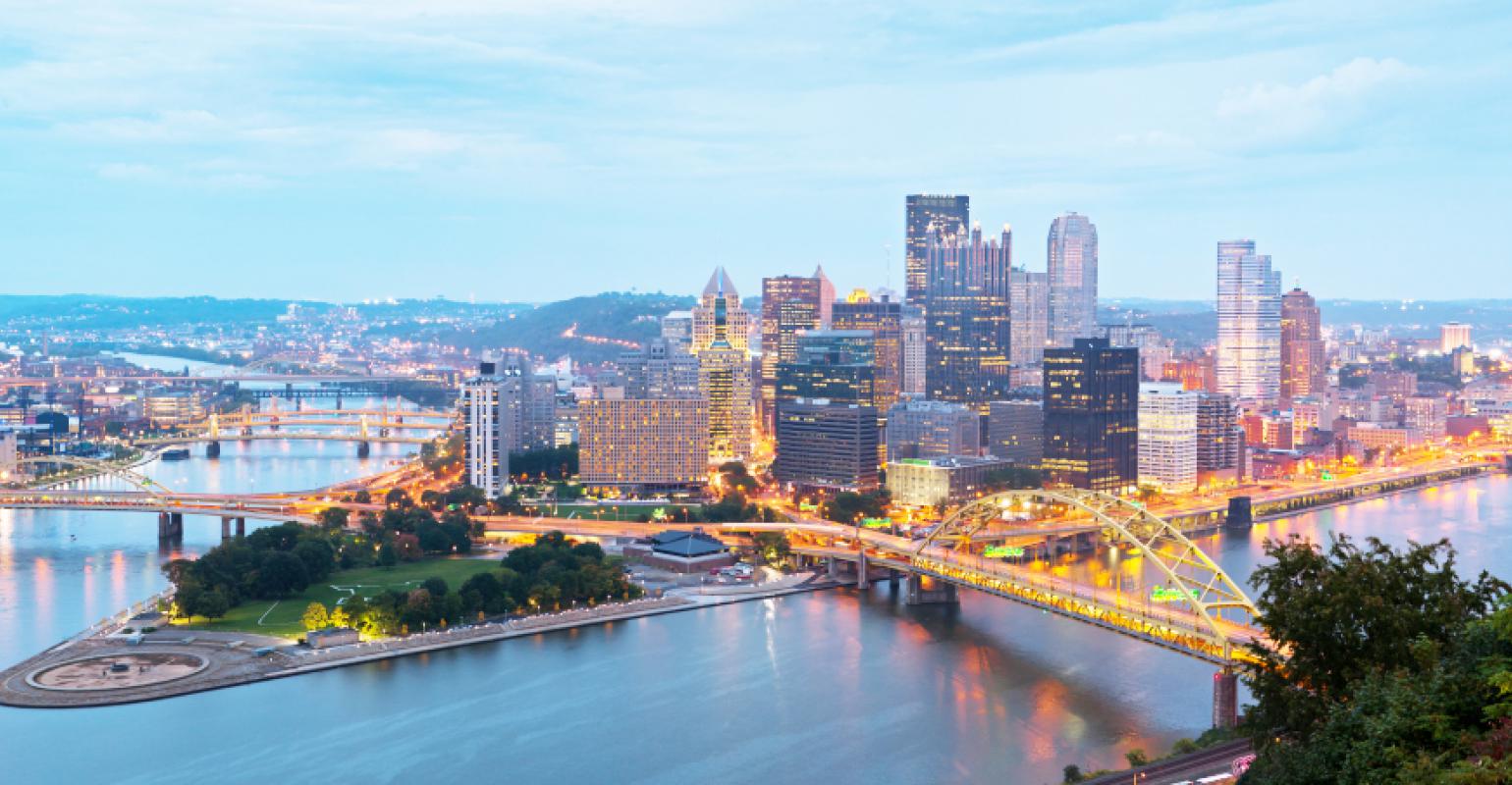 Pittsburgh downtown at dusk